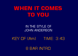 IN THE STYLE OF
JOHN ANDERSON

KEY OF (Am) TIME 3143

8 BAR INTRO