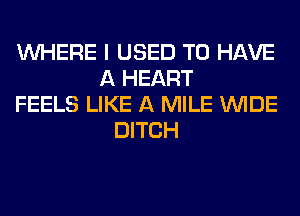 WHERE I USED TO HAVE
A HEART
FEELS LIKE A MILE WIDE
DITCH