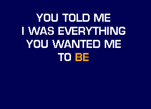 YOU TOLD ME
I WAS EVERYTHING
YOU WANTED ME

TO BE