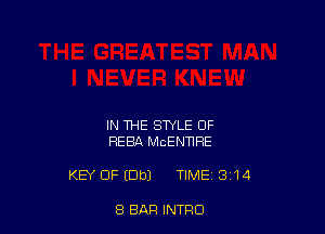 IN THE STYLE OF
REBA MCENNRE

KEY OF (Db) TIME 344

8 BAR INTFIO