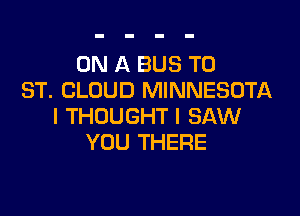 ON A BUS T0
ST. CLOUD MINNESOTA

I THOUGHT I SAW
YOU THERE