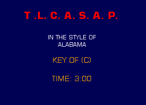 IN THE STYLE OF
ALABAMA

KEY OF ((31

TIME 3100