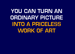 YOU CAN TURN AN
ORDINARY PICTURE
INTO A PRICELESS
WORK OF ART