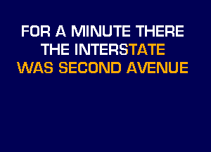 FOR A MINUTE THERE
THE INTERSTATE
WAS SECOND AVENUE