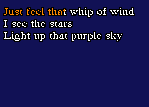 Just feel that whip of wind
I see the stars
Light up that purple Sky