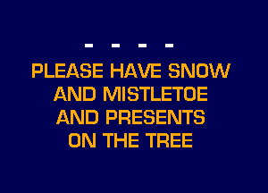 PLEASE HAVE SNOW
AND MISTLETOE
AND PRESENTS

ON THE TREE