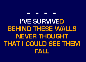 I'VE SURVIVED
BEHIND THESE WALLS
NEVER THOUGHT
THAT I COULD SEE THEM
FALL