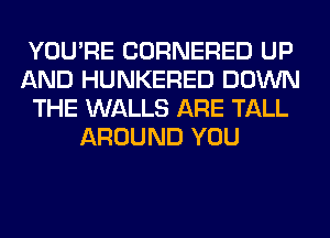 YOU'RE CORNERED UP
AND HUNKERED DOWN
THE WALLS ARE TALL
AROUND YOU