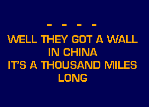 WELL THEY GOT A WALL
IN CHINA

ITS A THOUSAND MILES
LONG