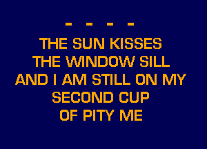 THE SUN KISSES
THE WINDOW SILL
AND I AM STILL ON MY
SECOND CUP
0F PITY ME