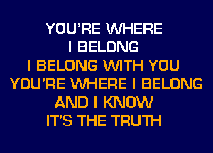 YOU'RE INHERE
I BELONG
I BELONG INITH YOU
YOU'RE INHERE I BELONG
AND I KNOW
ITS THE TRUTH