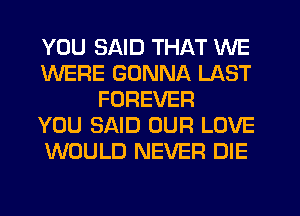 YOU SAID THAT WE
WERE GONNA LAST
FOREVER
YOU SAID OUR LOVE
WOULD NEVER DIE