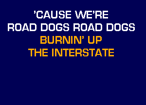 'CAUSE WERE
ROAD DOGS ROAD DOGS
BURNIN' UP
THE INTERSTATE