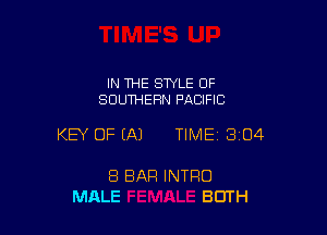 IN THE STYLE OF
SOUTHERN PACIFIC

KEY OF EA) TIME13i04

8 BAR INTRO
MALE BOTH