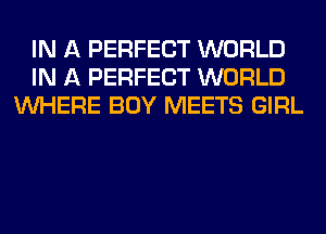 IN A PERFECT WORLD
IN A PERFECT WORLD
WHERE BOY MEETS GIRL