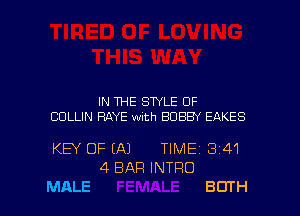 IN THE STYLE OF
COLLIN RAYE with BOBBY EAKES

KEY OF (A1 TIME 8141
4 BAR INTRO
MALE BUTH