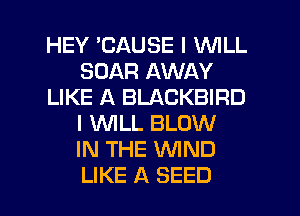 HEY 'CAUSE I WILL
SOAR AWAY
LIKE A BLACKBIRD
I WLL BLOW
IN THE WND

LIKE A SEED l