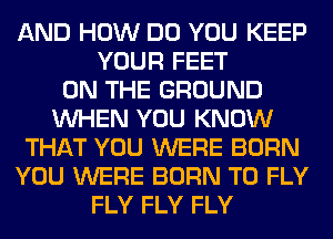 AND HOW DO YOU KEEP
YOUR FEET
ON THE GROUND
WHEN YOU KNOW
THAT YOU WERE BORN
YOU WERE BORN T0 FLY
FLY FLY FLY