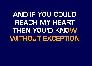 AND IF YOU COULD
REACH MY HEART
THEN YOU'D KNOW
WTHOUT EXCEPTION