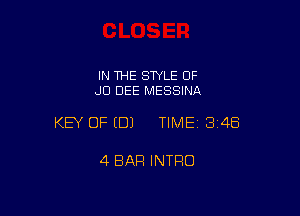 IN THE STYLE OF
JD DEE MESSINA

KEY OF (DJ TIME1314E5

4 BAR INTRO