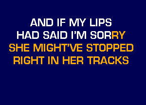 AND IF MY LIPS
HAD SAID I'M SORRY
SHE MIGHTVE STOPPED
RIGHT IN HER TRACKS