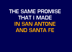 THE SAME PROMISE
THAT I MADE
IN SAN ANTONE
AND SANTA FE