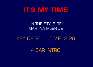 IN THE STYLE 0F
MARTINA MCBRIDE

KEY OF EFJ TIMEI 328

4 BAR INTRO