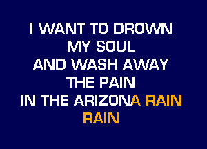 I WANT TO BROWN
MY SOUL
AND WASH AWAY

THE PAIN
IN THE ARIZONA RAIN
RAIN