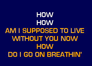 HOW
HOW
AM I SUPPOSED TO LIVE
WITHOUT YOU NOW
HOW
DO I GO ON BREATHIN'