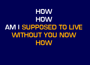 HOW
HOW
AM I SUPPOSED TO LIVE

WITHOUT YOU NOW
HOW