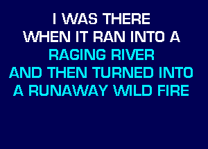 I WAS THERE
WHEN IT RAN INTO A
RAGING RIVER
AND THEN TURNED INTO
A RUNAWAY WILD FIRE