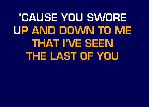 'CAUSE YOU SWORE
UP AND DOWN TO ME
THAT I'VE SEEN
THE LAST OF YOU