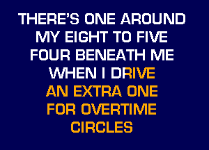 THERE'S ONE AROUND
MY EIGHT T0 FIVE
FOUR BENEATH ME
WHEN I DRIVE
AN EXTRA ONE
FOR OVERTIME
CIRCLES