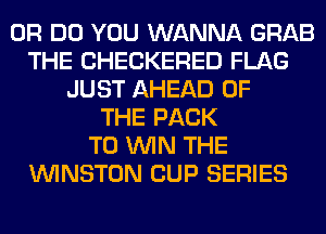 0R DO YOU WANNA GRAB
THE CHECKERED FLAG
JUST AHEAD OF
THE PACK
TO WIN THE
WINSTON CUP SERIES