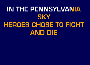 IN THE PENNSYLVANIA
SKY
HEROES CHOSE TO FIGHT
AND DIE