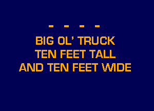 BIG OL' TRUCK
TEN FEET TALL
AND TEN FEET WIDE