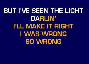 BUT I'VE SEEN THE LIGHT
DARLIN'
I'LL MAKE IT RIGHT
I WAS WRONG
SO WRONG