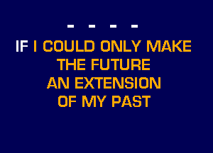 IF I COULD ONLY MAKE
THE FUTURE

AN EXTENSION
OF MY PAST