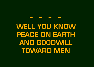 1MUELL YOU KNOW

PEACE ON EARTH
AND GOODVVILL
TOWARD MEN

g