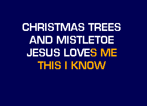 CHRISTMAS TREES
AND MISTLETOE
JESUS LOVES ME

THIS I KNOW

g