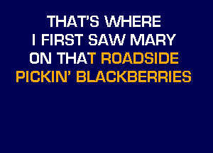 THAT'S WHERE
I FIRST SAW MARY
ON THAT ROADSIDE
PICKIM BLACKBERRIES