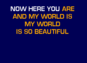 NOW HERE YOU ARE
AND MY WORLD IS
MY WORLD
IS SO BEAUTIFUL