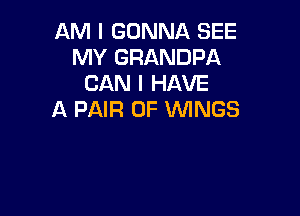 AM I GONNA SEE
MY GRANDPA
CAN I HAVE

A PAIR OF WINGS