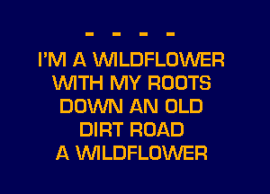 I'M A VVILDFLOWER
WTH MY ROOTS
DOWN AN OLD
DIRT ROAD
A WLDFLOWER