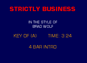 IN THE STYLE 0F
BRAD WOLF

KEY OF EAJ TIME13124

4 BAR INTRO