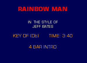 IN THE STYLE 0F
JEFF BATES

KEY OF EDbJ TIME 3140

4 BAR INTRO