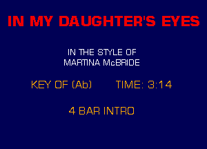 IN THE STYLE 0F
MARTINA MCBRIDE

KEY OFEAbJ TIME 3114

4 BAR INTRO