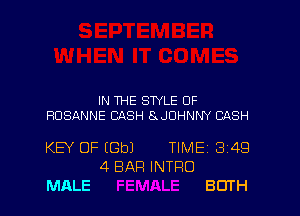 IN THE STYLE 0F
ROSANNE CASH 8.JOHNNY CASH

KEY OF (Gbl TIMEi 349
4 BAP! INTRO
MALE BOTH