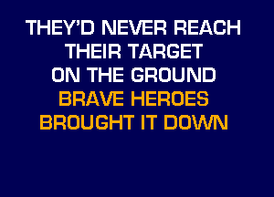 THEY'D NEVER REACH
THEIR TARGET
ON THE GROUND
BRAVE HEROES
BROUGHT IT DOWN