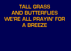TALL GRASS
AND BUTI'ERFLIES
WERE ALL PRAYIN' FOR
A BREEZE